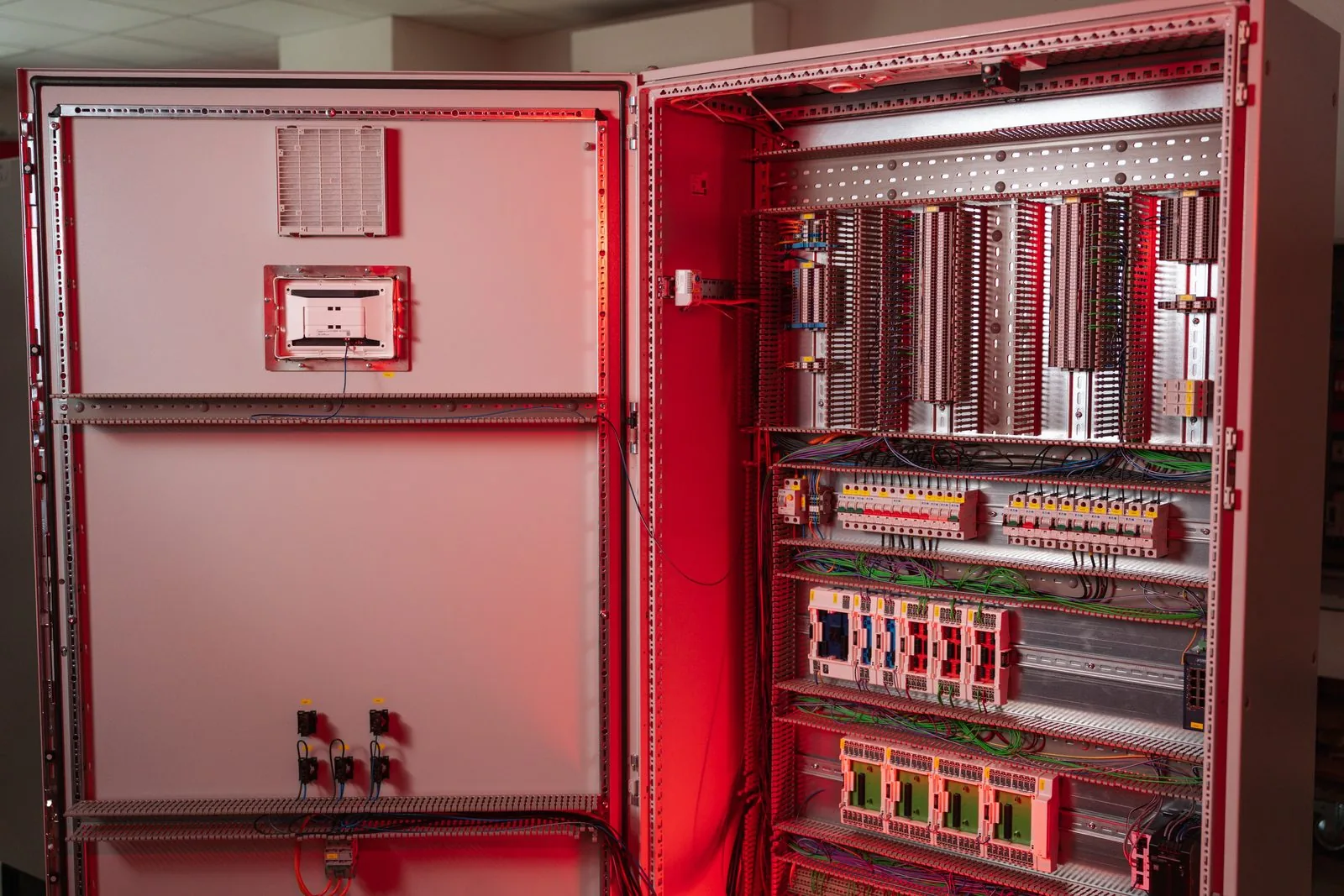 Fertiger Schaltschrank in der Werkstatt